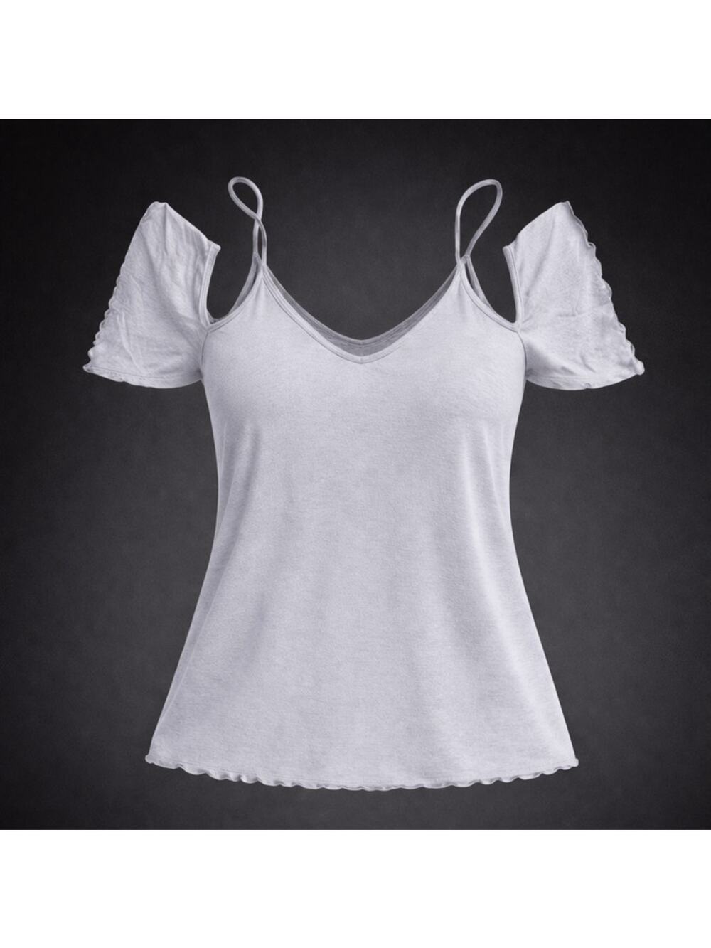 AE Grey Cold Shoulder Soft Shirt T-Shirt Size Large